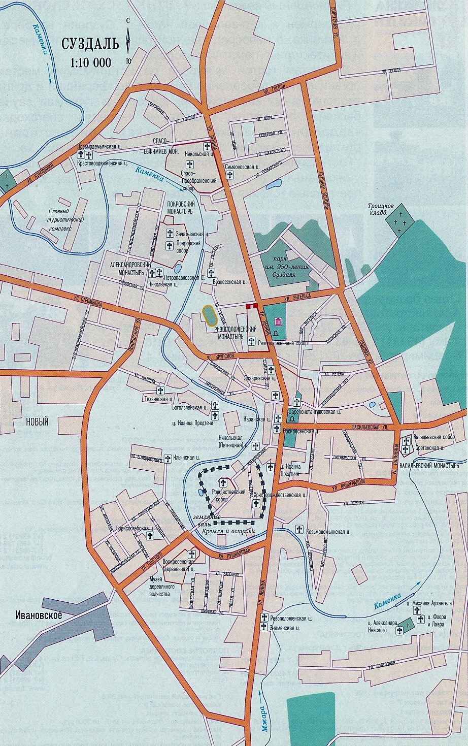 Карта суздаля с достопримечательностями и гостиницами